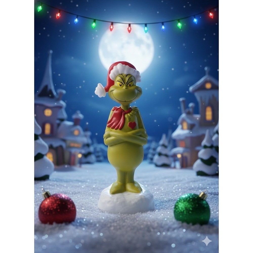 Grinch Christmas Blow Mold 14 inch Light Up Decor Holiday Decoration Heart Scarf